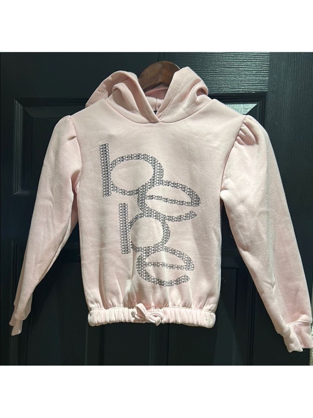 Pink Girls’ Bebe Hoodie with  graphic black Logo
